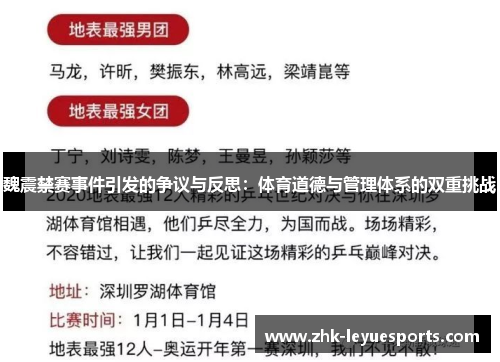 魏震禁赛事件引发的争议与反思：体育道德与管理体系的双重挑战
